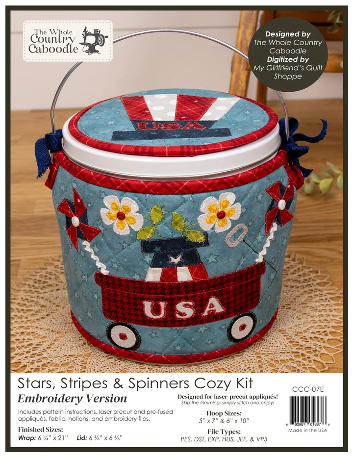 The Whole Country Caboodle Stars, Stripes & Spinners Cozy Kit - Embroidery