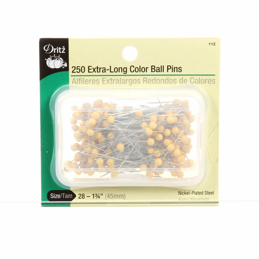 Extra Long Yellow Color Ball Head Pins 250CT