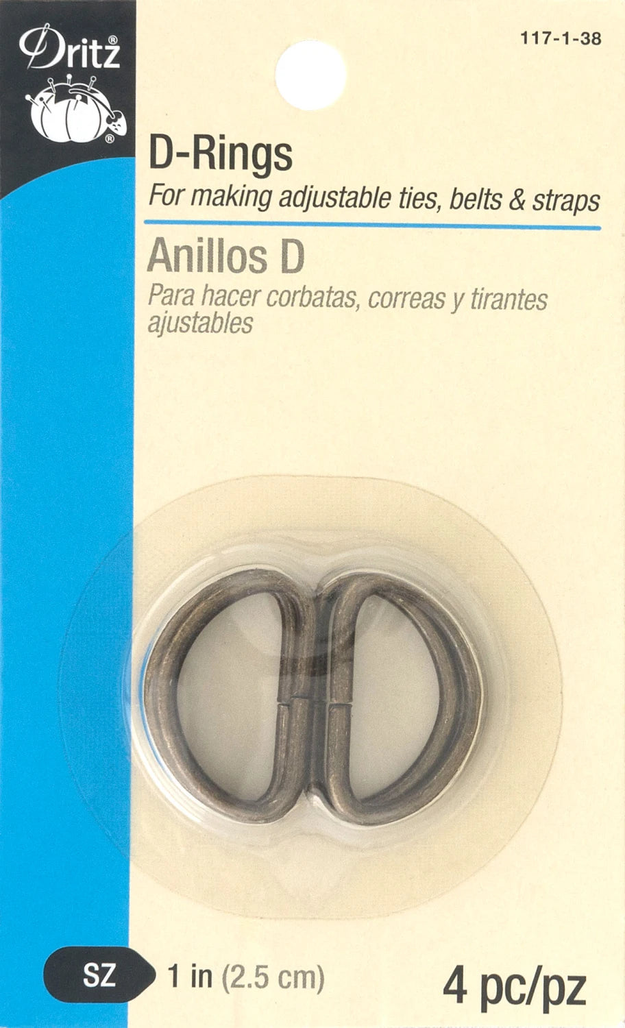 D Rings 1" Antique Brass
