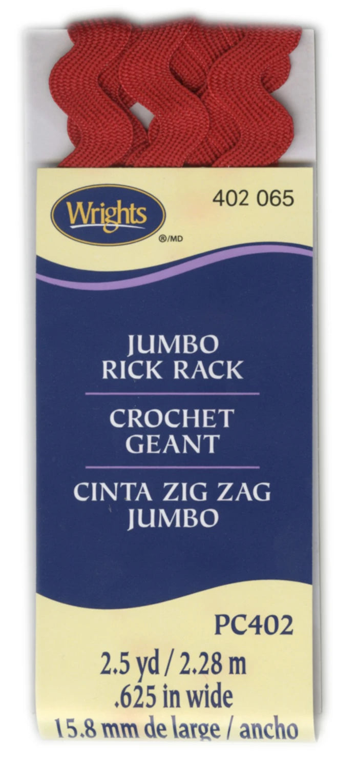 Jumbo Rick Rack Red 2.5 YD