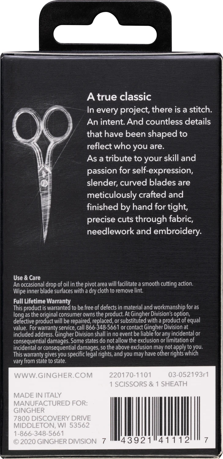 Gingher 4'' Curved Embroidery Scissors