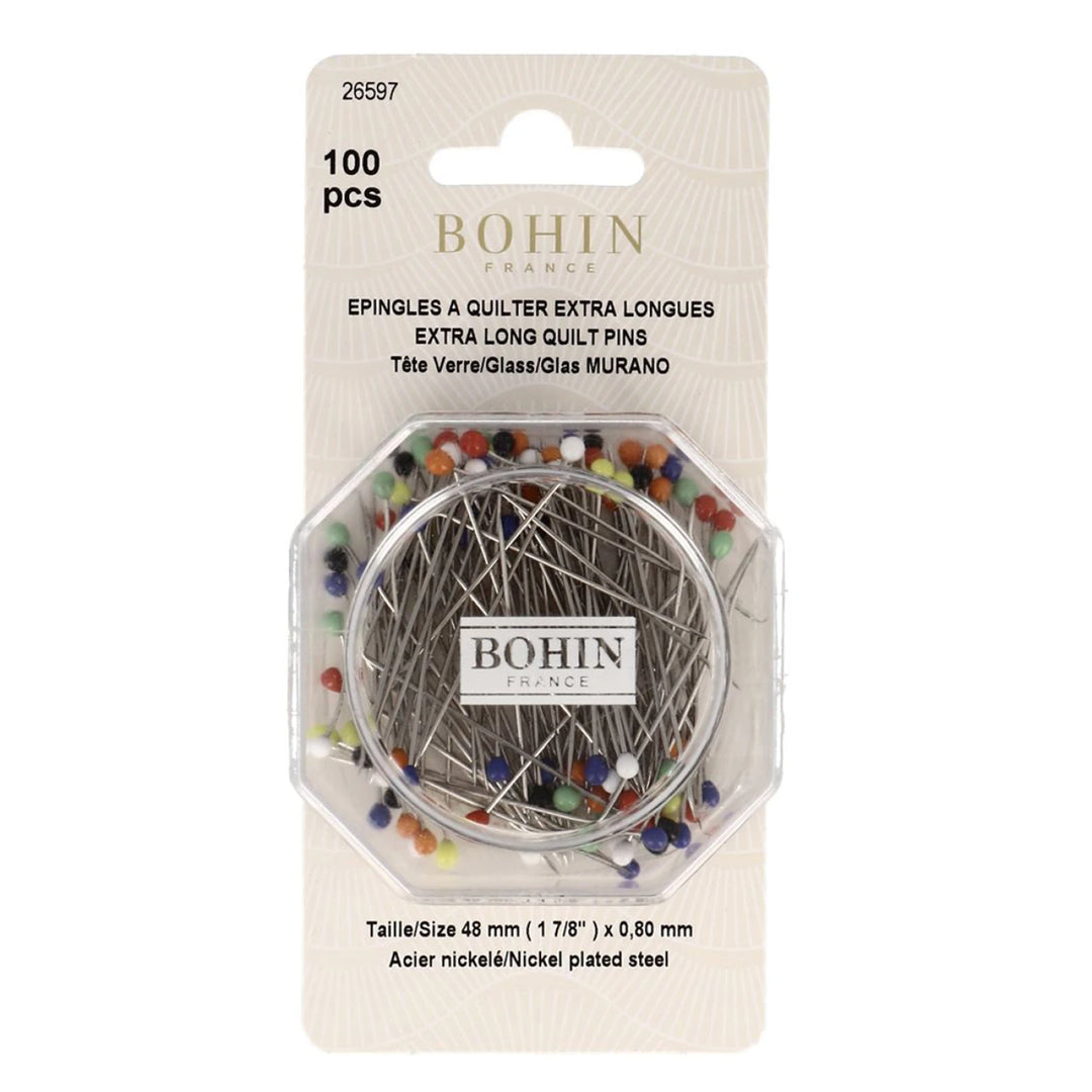 Bohin Extra Long Quilt Pins - 100 pcs