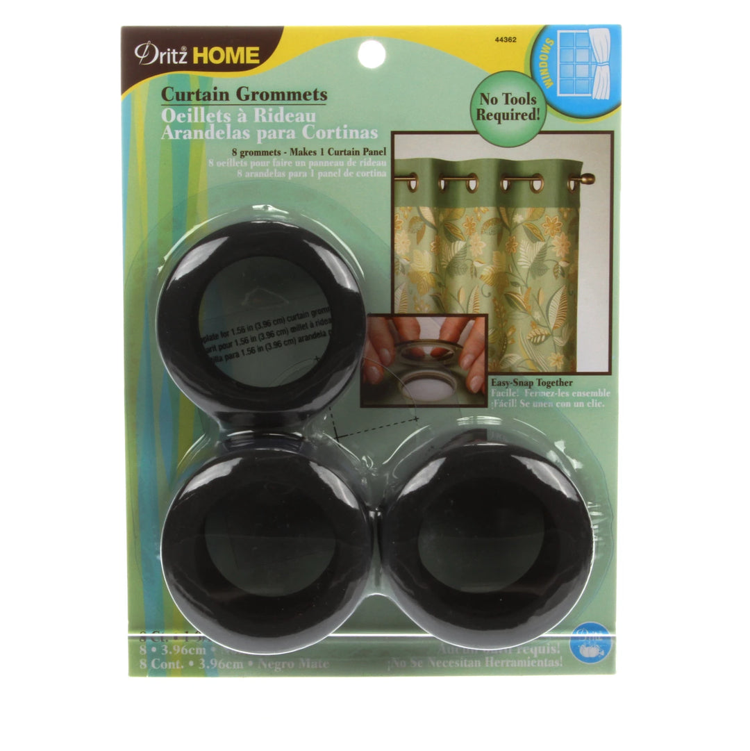 Large Curtain Grommets-Matte Black 1 9/16"