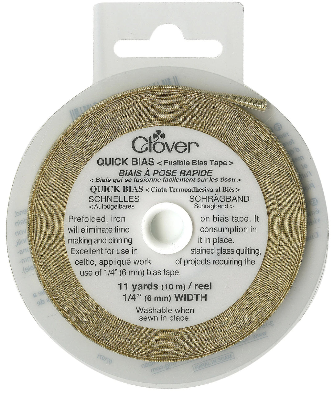 Clover Fusible Quick Bias Metallic Gold