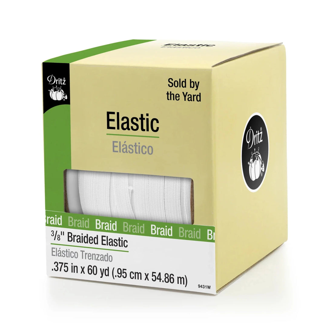 White Braided Elastic 3/8"