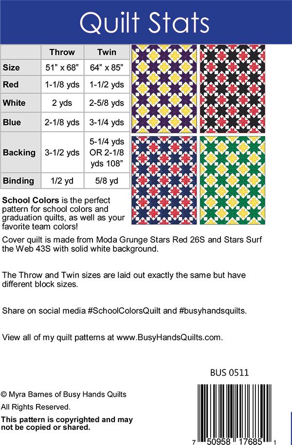 School Colors Quilt Pattern