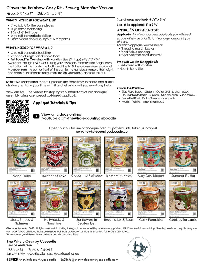 The Whole Country Caboodle Clover The Rainbow Cozy Kit - Sewing