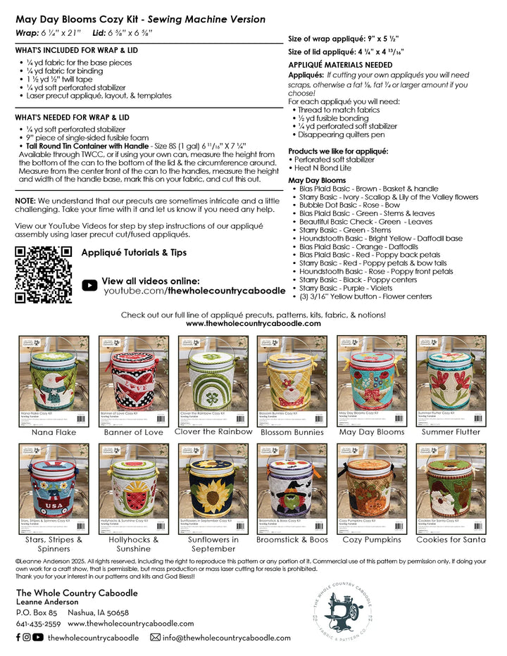 The Whole Country Caboodle May Day Blooms Cozy Kit - Sewing