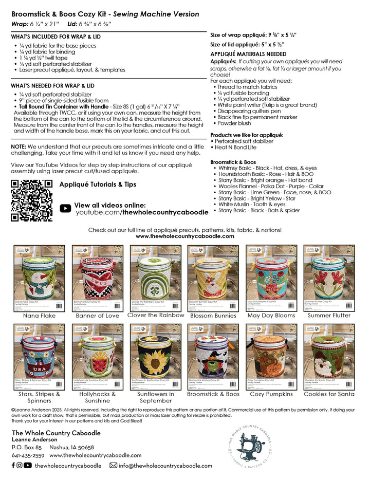 The Whole Country Caboodle Broomstick & Boos Cozy Kit - Sewing