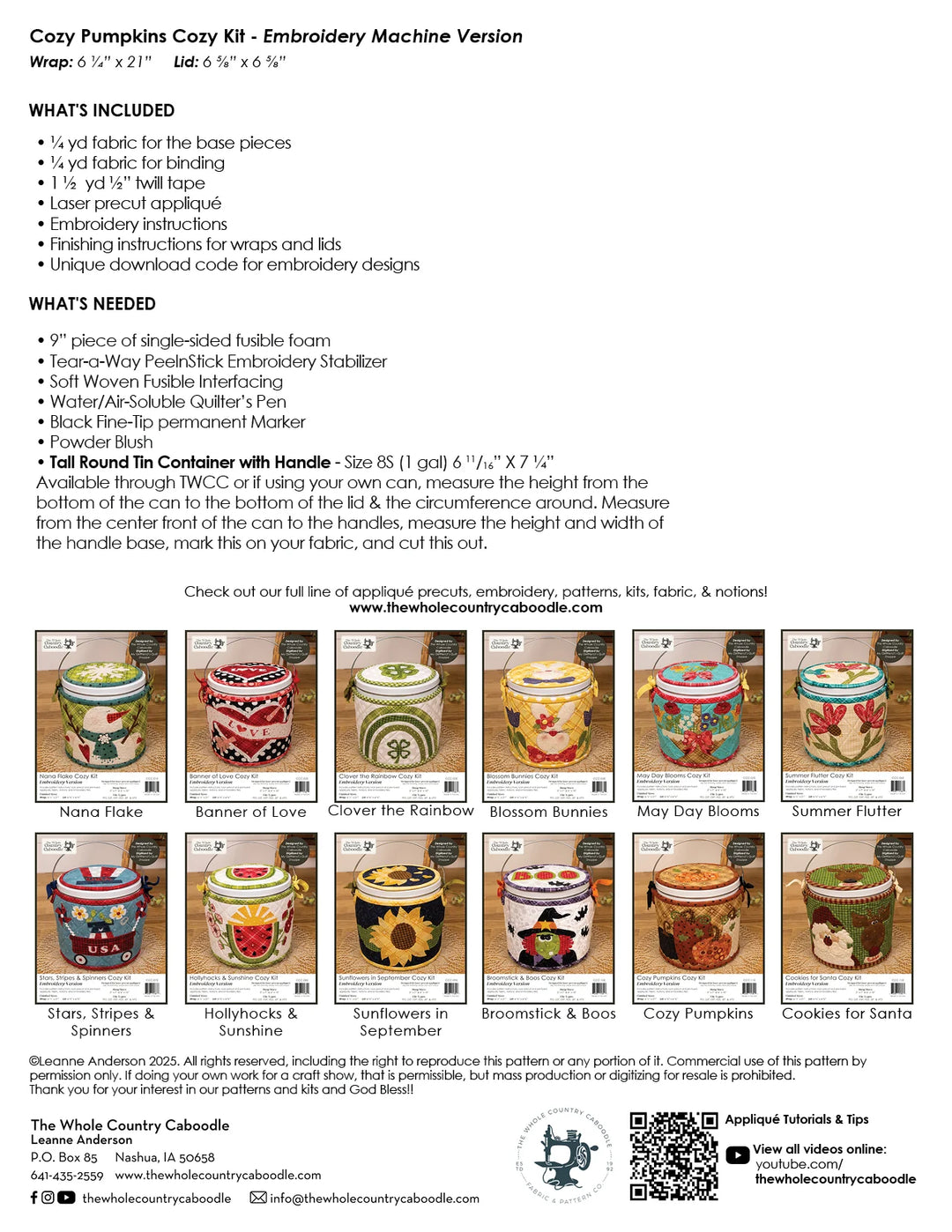 The Whole Country Caboodle Cozy Pumpkins Cozy Kit - Embroidery