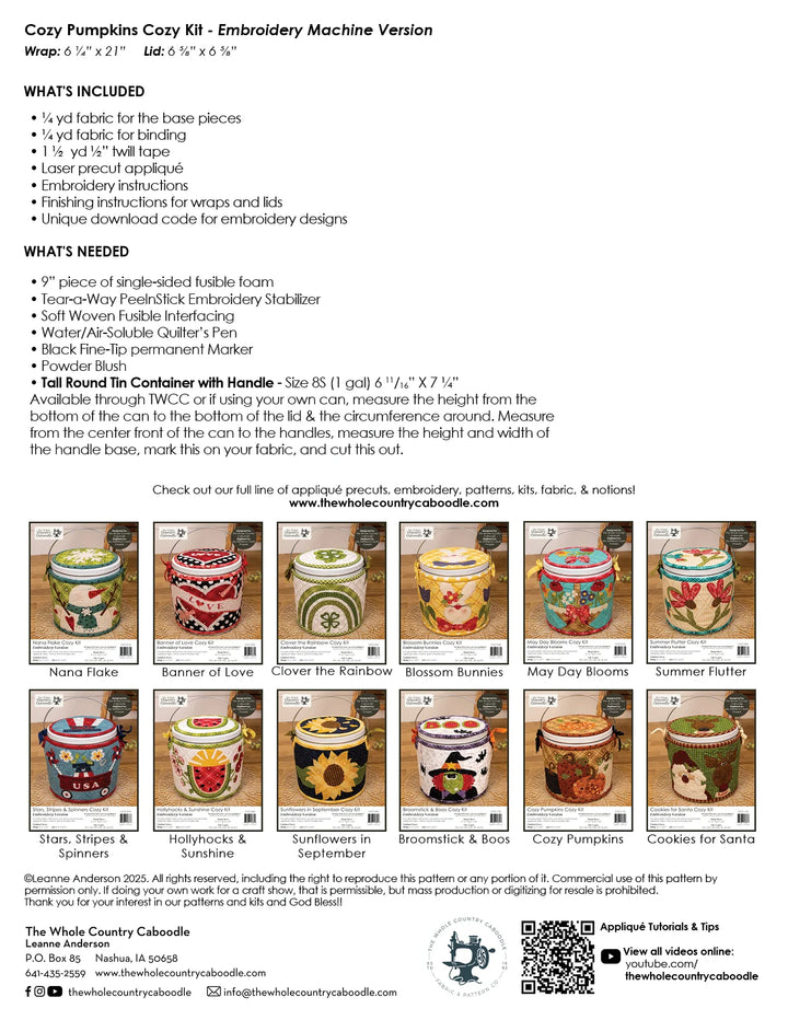 The Whole Country Caboodle Cozy Pumpkins Cozy Kit - Embroidery