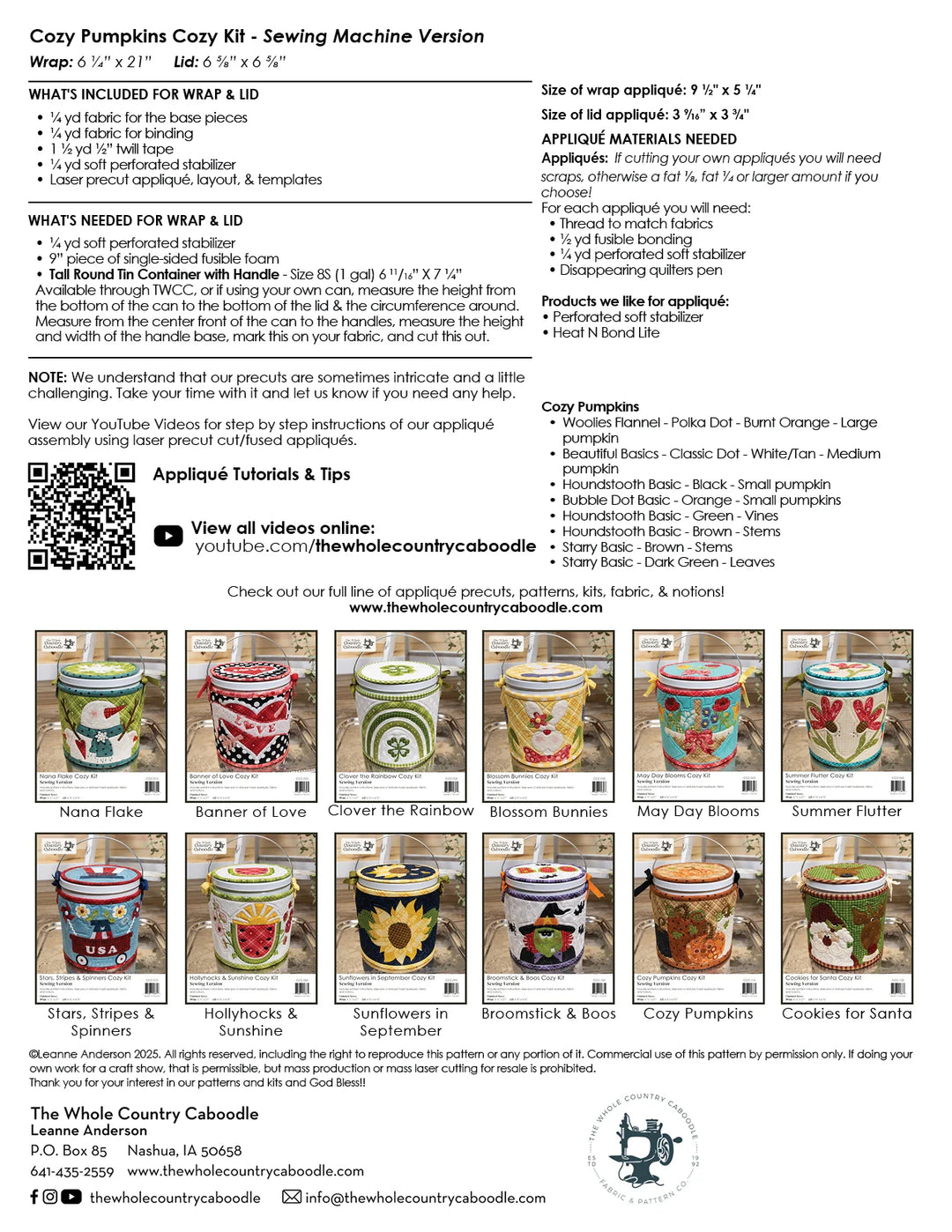 The Whole Country Caboodle Cozy Pumpkins Cozy Kit - Sewing