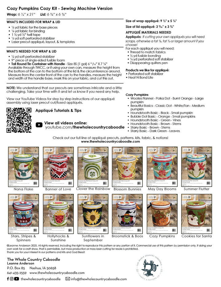 The Whole Country Caboodle Cozy Pumpkins Cozy Kit - Sewing
