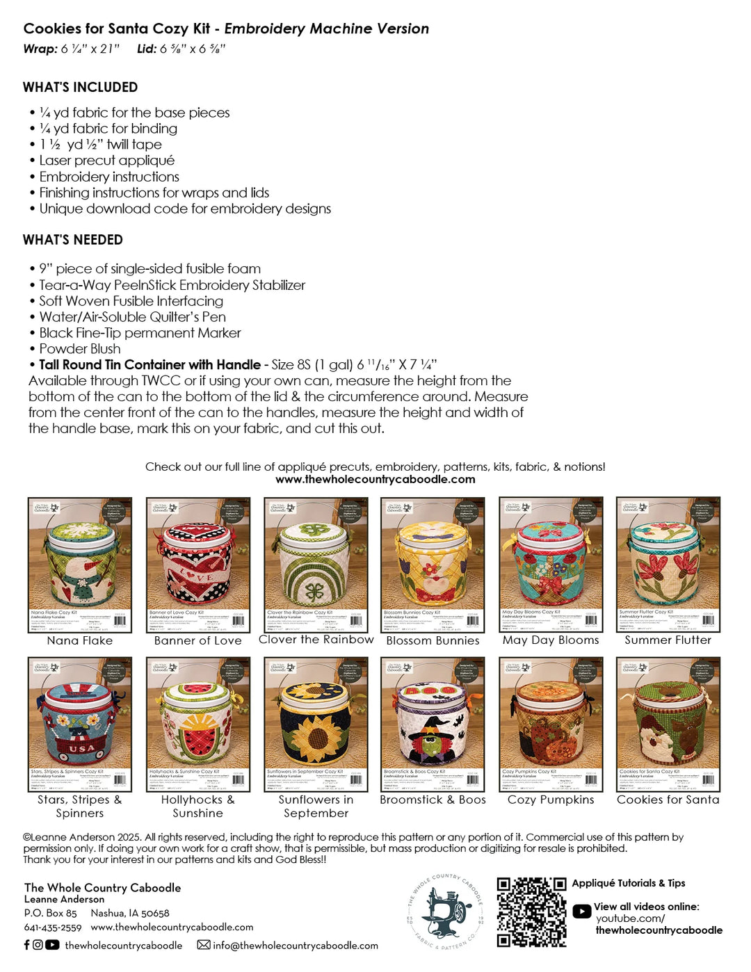 The Whole Country Caboodle Cookies For Santa Cozy Kit - Embroidery