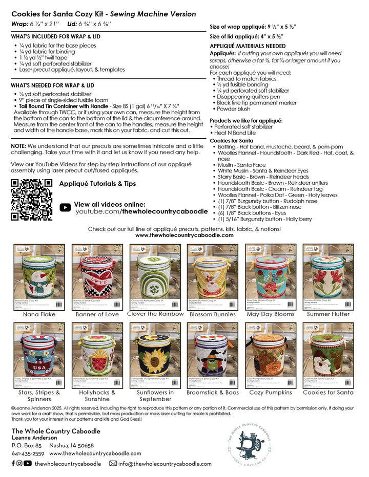 The Whole Country Caboodle Cookies For Santa Cozy Kit - Sewing