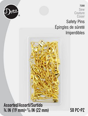 Brass Safety Pins 50ct Assortedorted Sizes