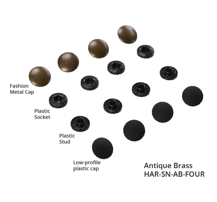 Tool-free Snaps - Set of Four - Antique Brass