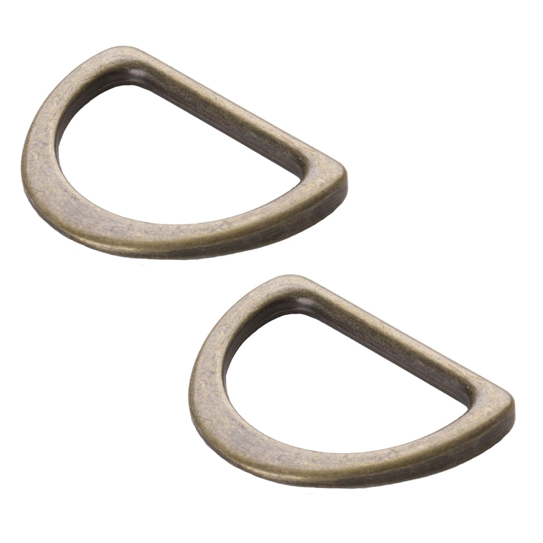 D Ring Flat 1in Antique Brass Set Of Two