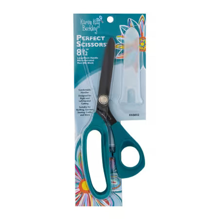 Perfect Scissors by Karen Kay Buckley Bent Handle Micro-Serrated Non-Slip Dark Teal 8-1/2''