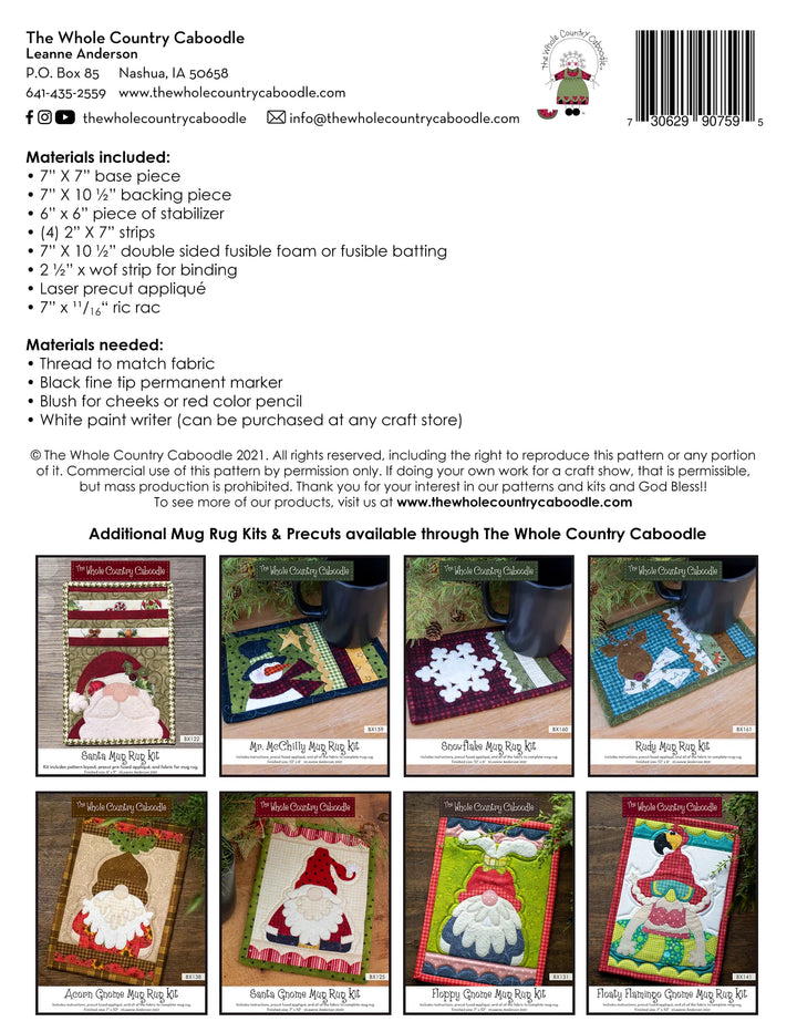 The Whole Country Caboodle Kris Kringle Mug Rug Kit