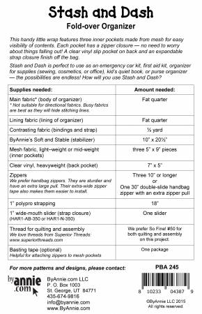 Stash and Dash By Annie Pattern