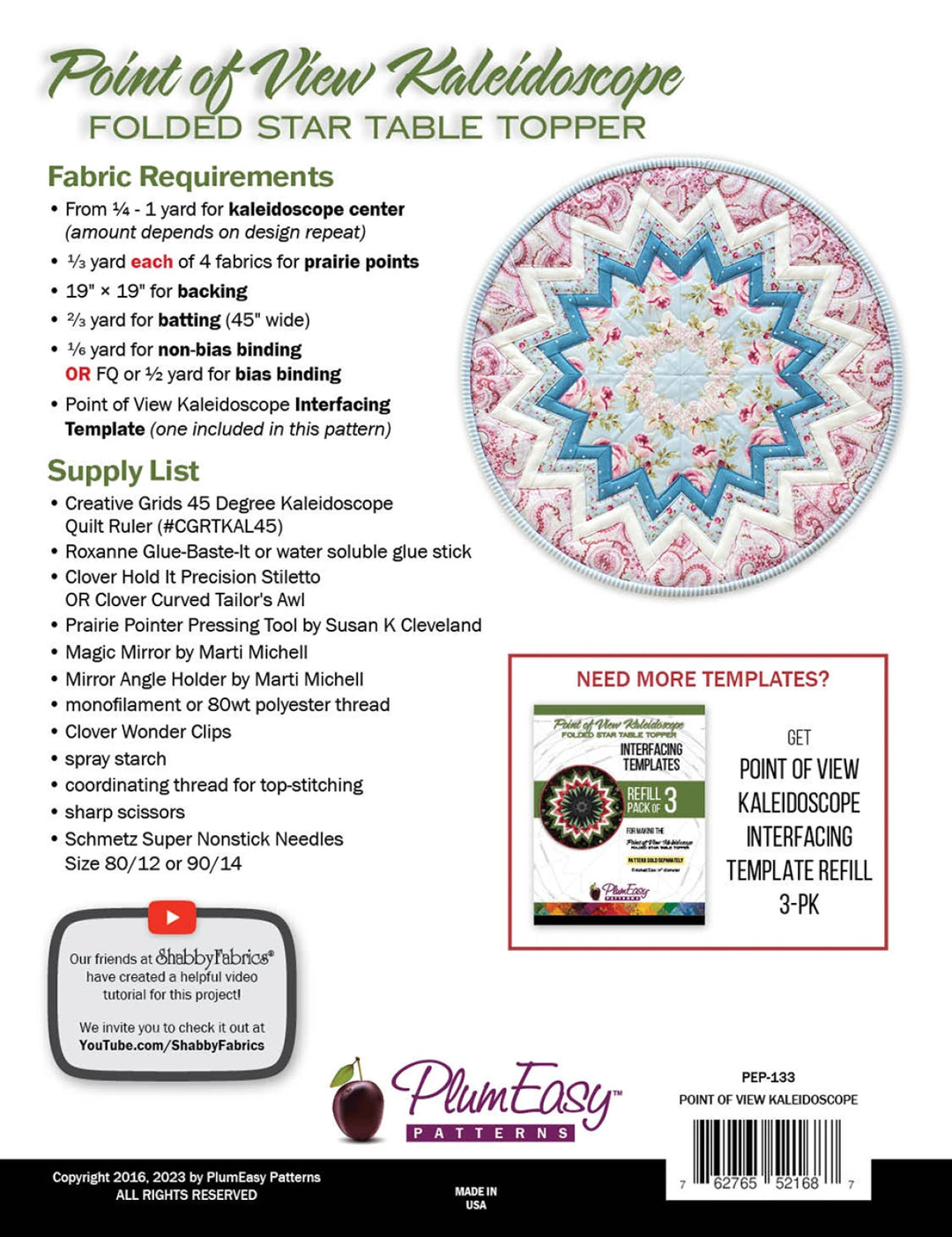 Folded Star Table Topper Pattern
