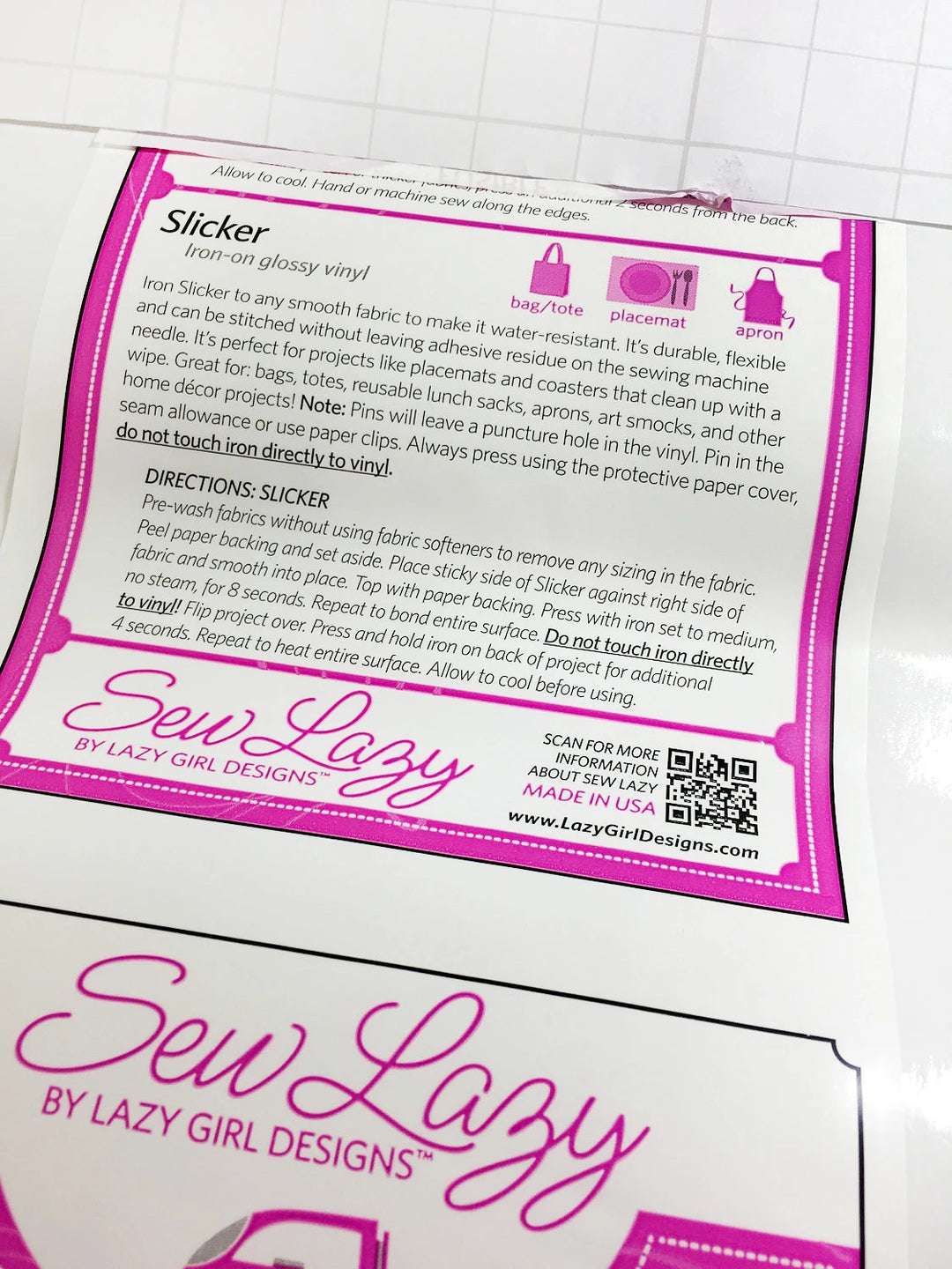 Lazy Girl Slicker Iron On Glossy 17"x 36"