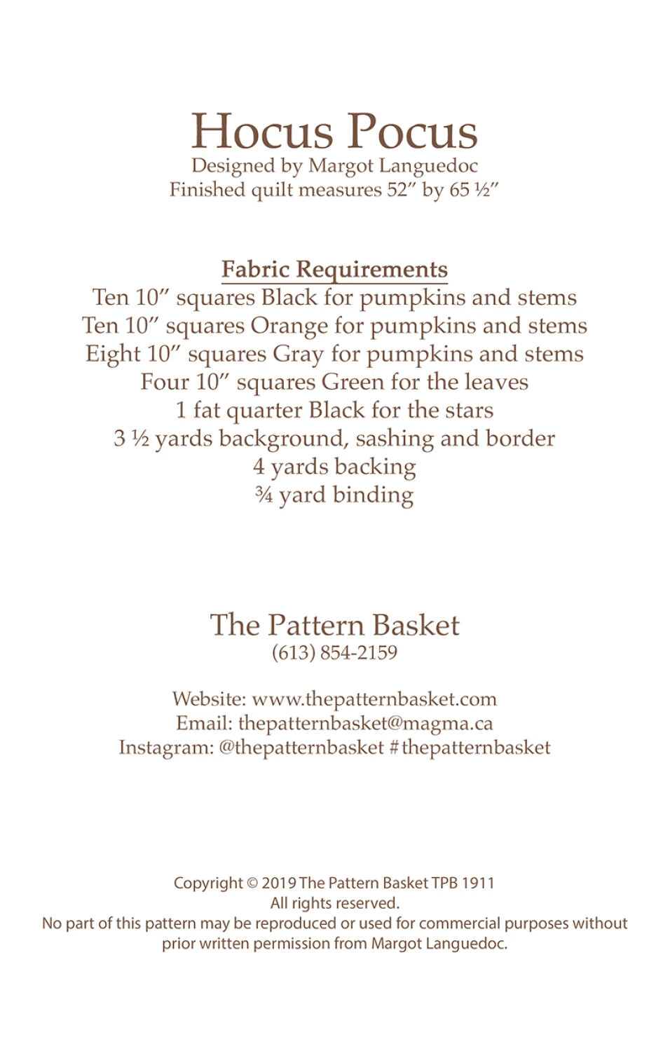 Hocus Pocus by The Pattern Basket