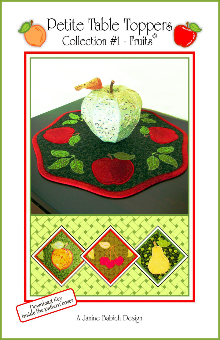 Petite Table Toppers Col 1- Fruits Machine Embroidery