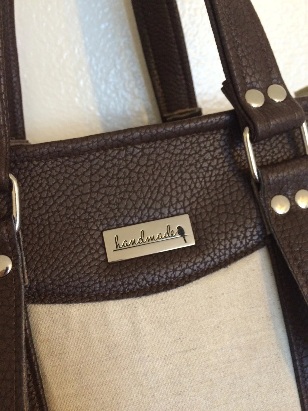 Handmade Bag Label With Bird In Gunmetal