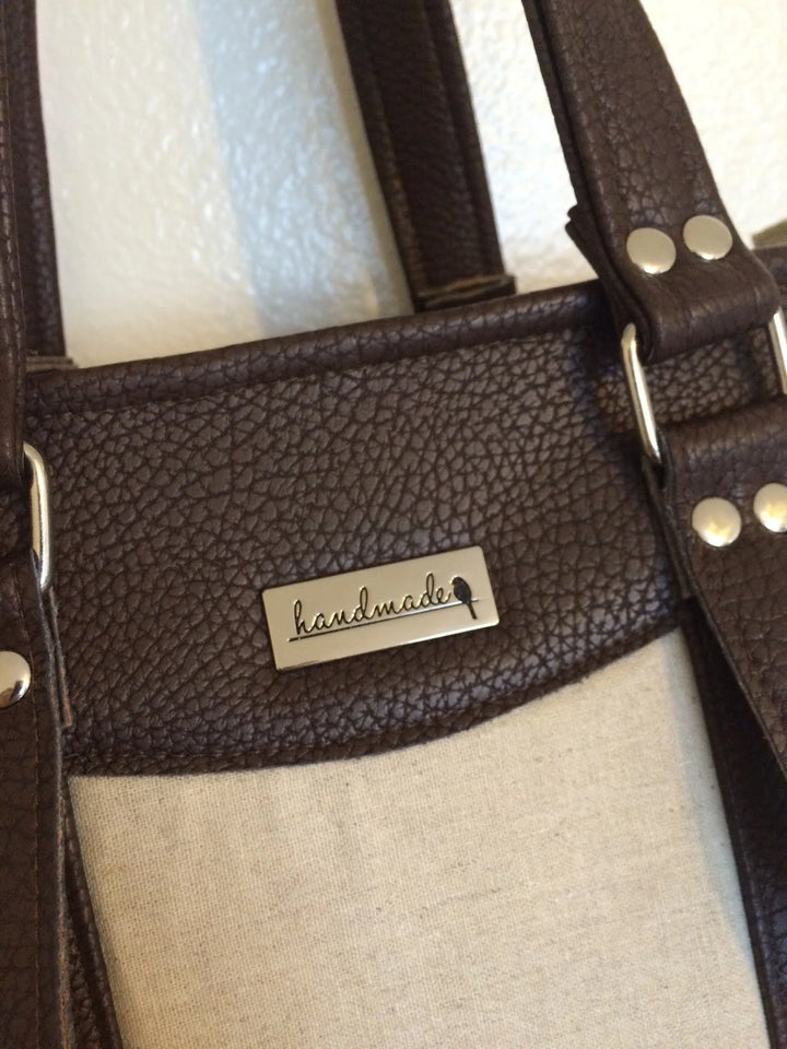 Handmade Bag Label With Bird In Gunmetal