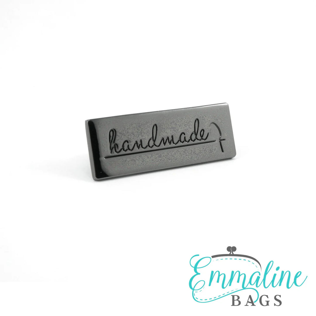 Handmade Bag Label With Bird In Gunmetal