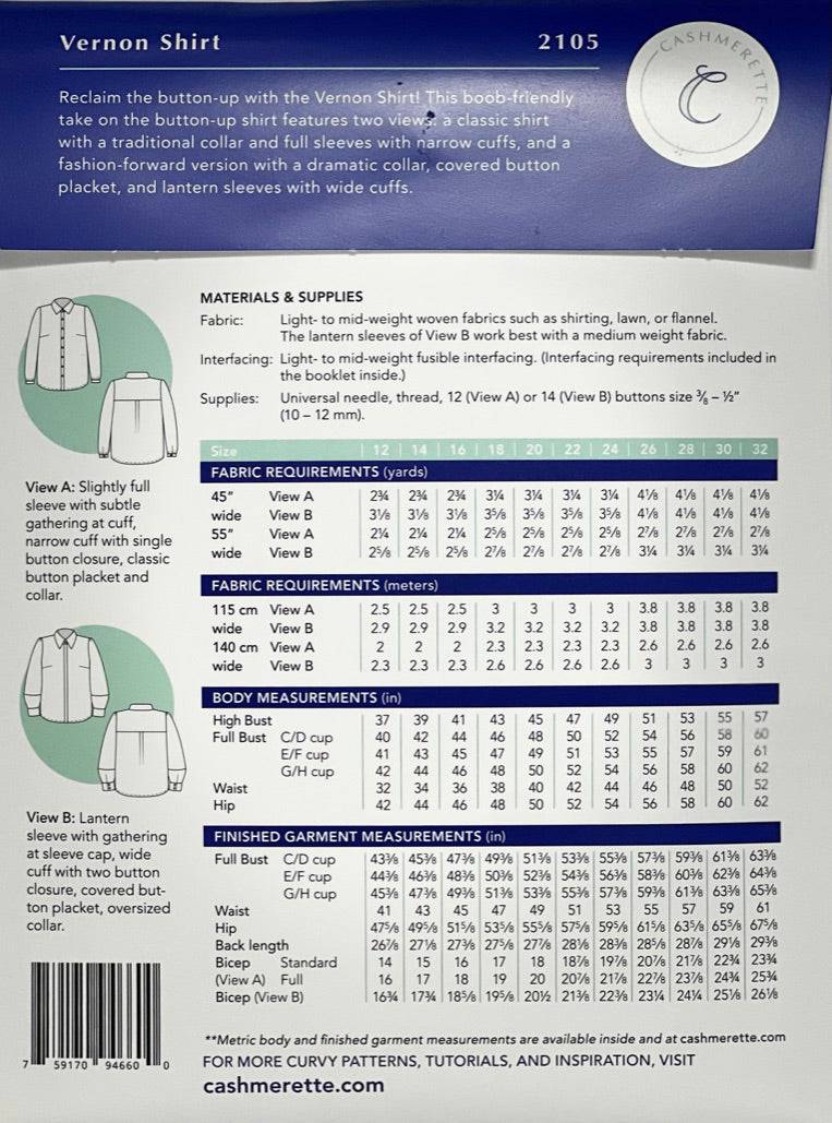 Vernon Shirt, sizes 12-32
