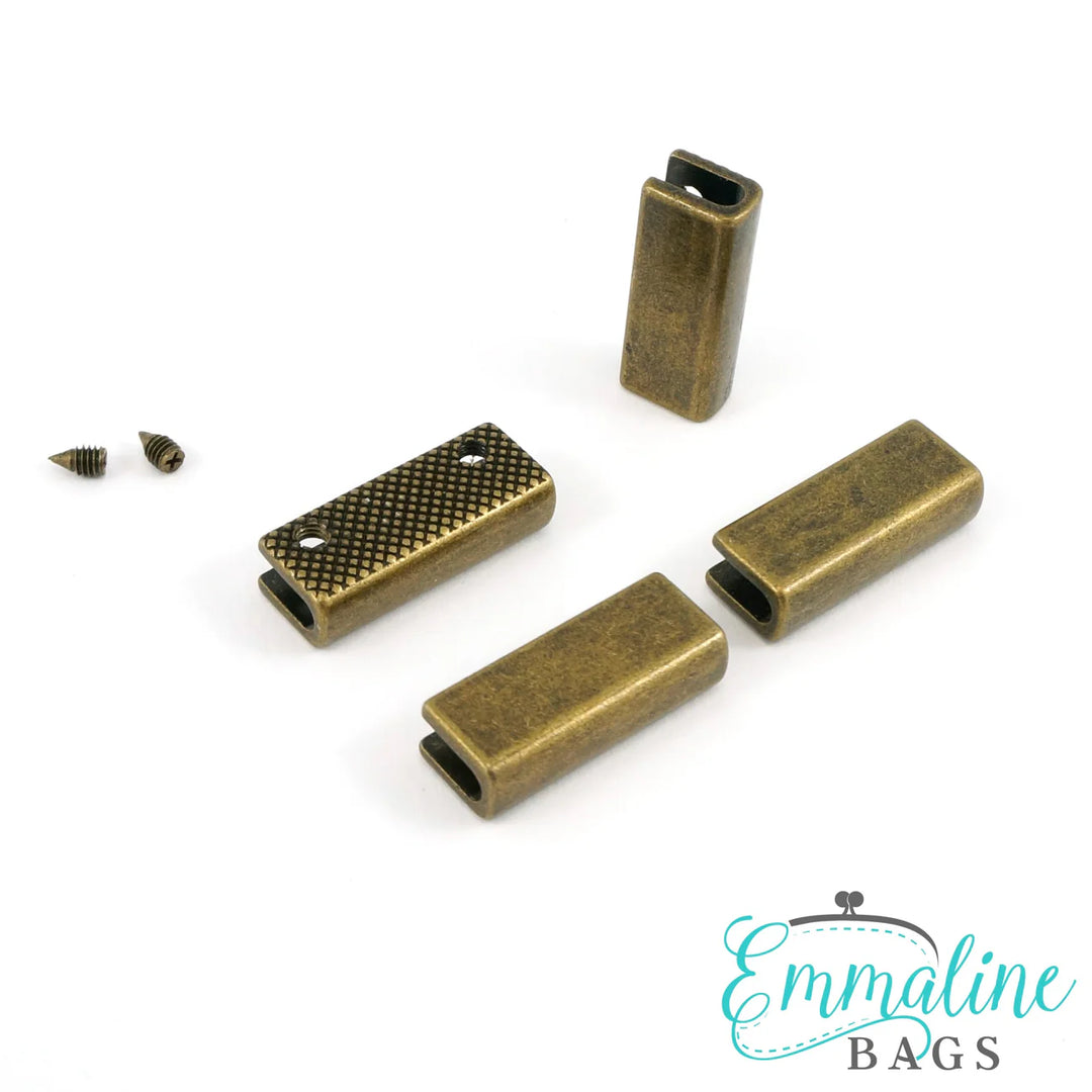 Strap End Caps - Rectangle Antique Brass